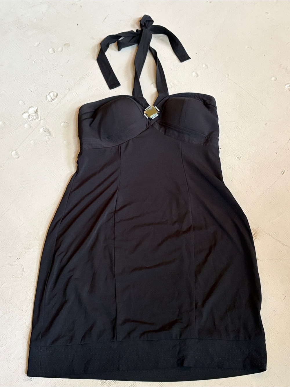 Guess Black Strapless Dress with Halter Tie